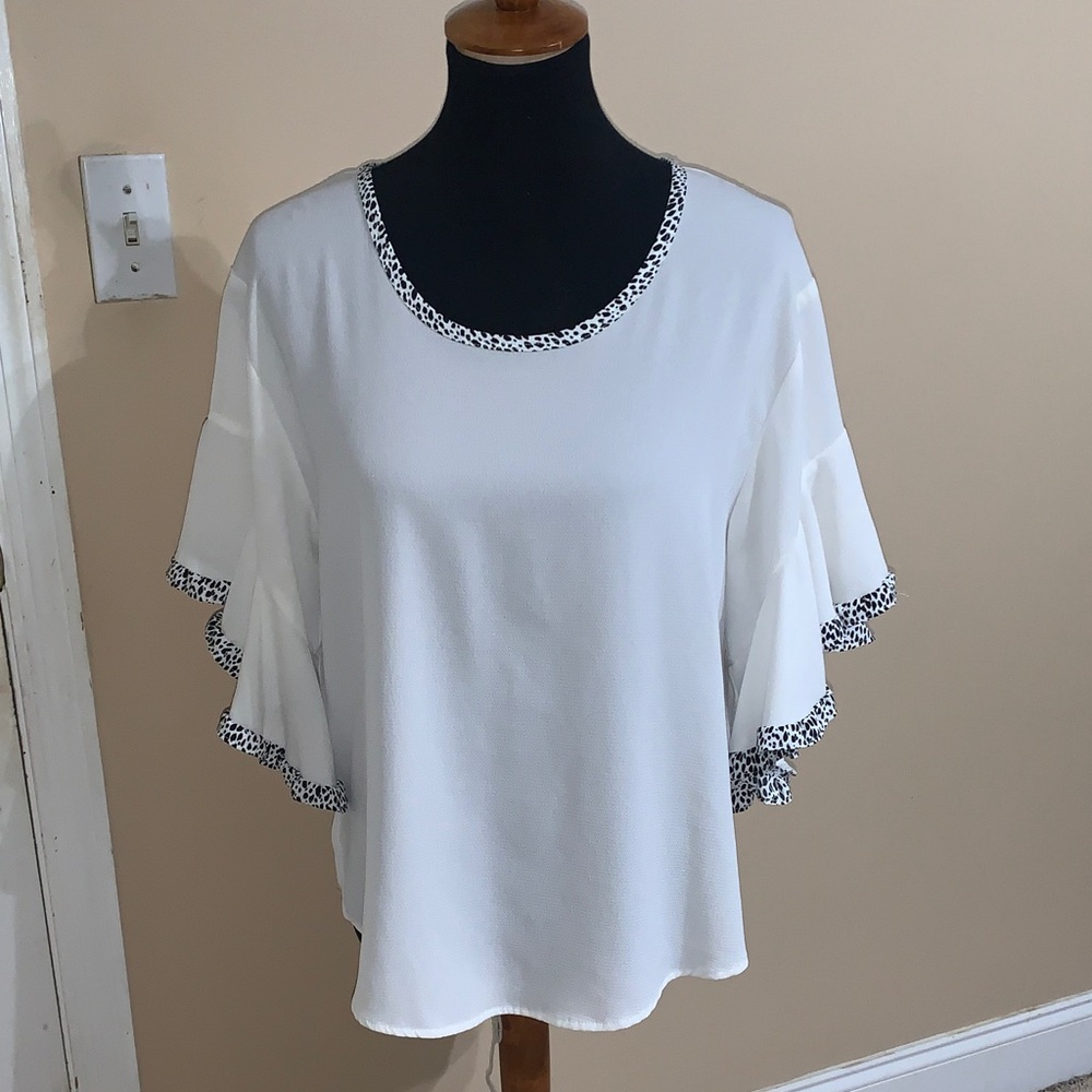 Chic White Blouse with Black Accents